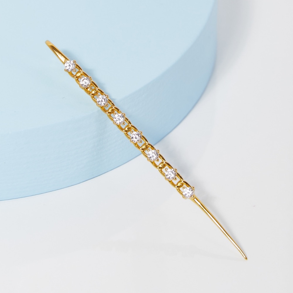 Hypoallergenic Decorative Rhinestone Ear Cuff Earring in Gold